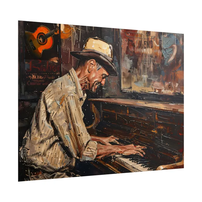 Rolled Posters Honky Tonk Piano Player Art Poster Portraits by NC Earrings