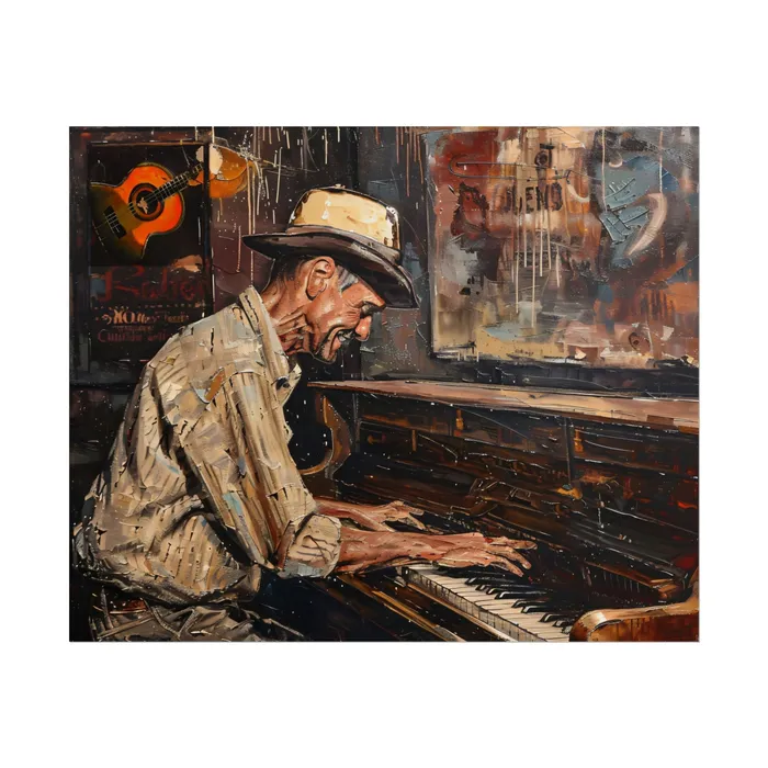 Rolled Posters Honky Tonk Piano Player Art Poster Portraits by NC Earrings