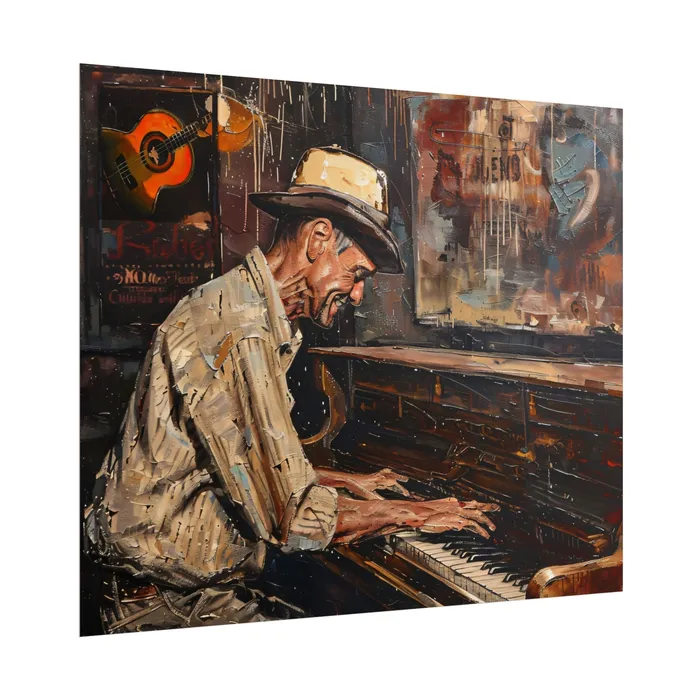 Rolled Posters Honky Tonk Piano Player Art Poster Portraits by NC Earrings