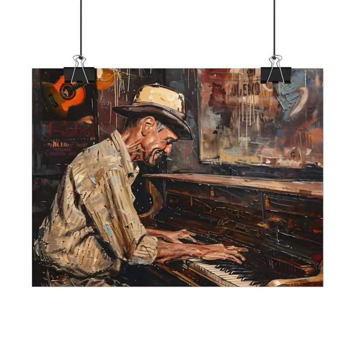 Rolled Posters Honky Tonk Piano Player Art Poster Portraits by NC Earrings