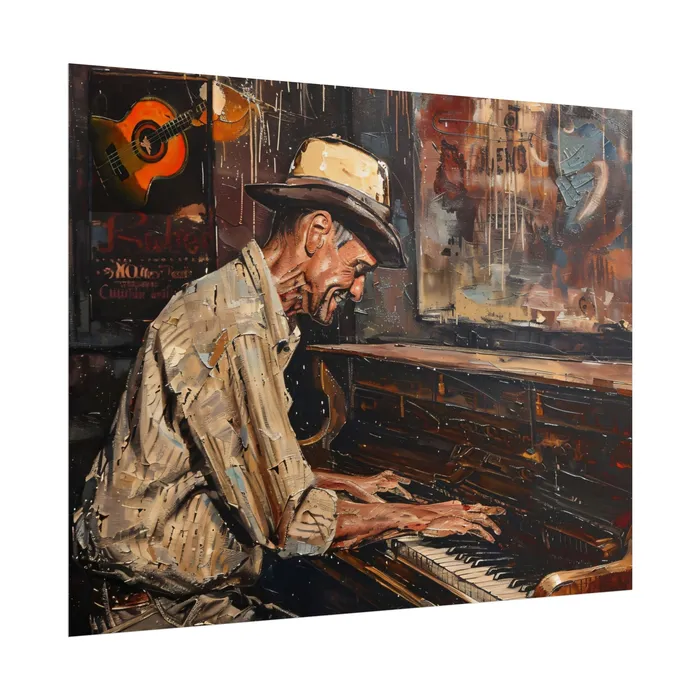 Rolled Posters Honky Tonk Piano Player Art Poster Portraits by NC Earrings