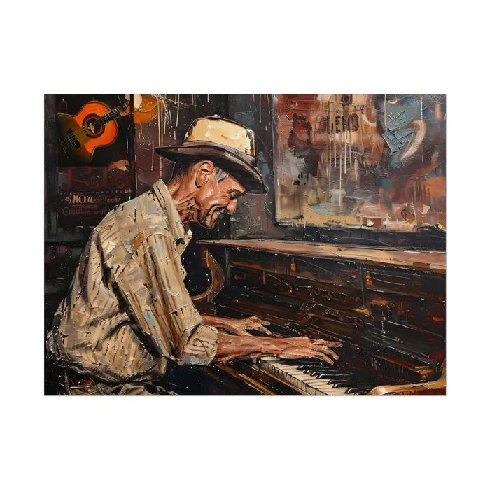 Rolled Posters Honky Tonk Piano Player Art Poster Portraits by NC Earrings