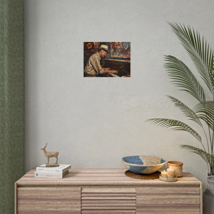 Rolled Posters Honky Tonk Piano Player Art Poster Portraits by NC Earrings