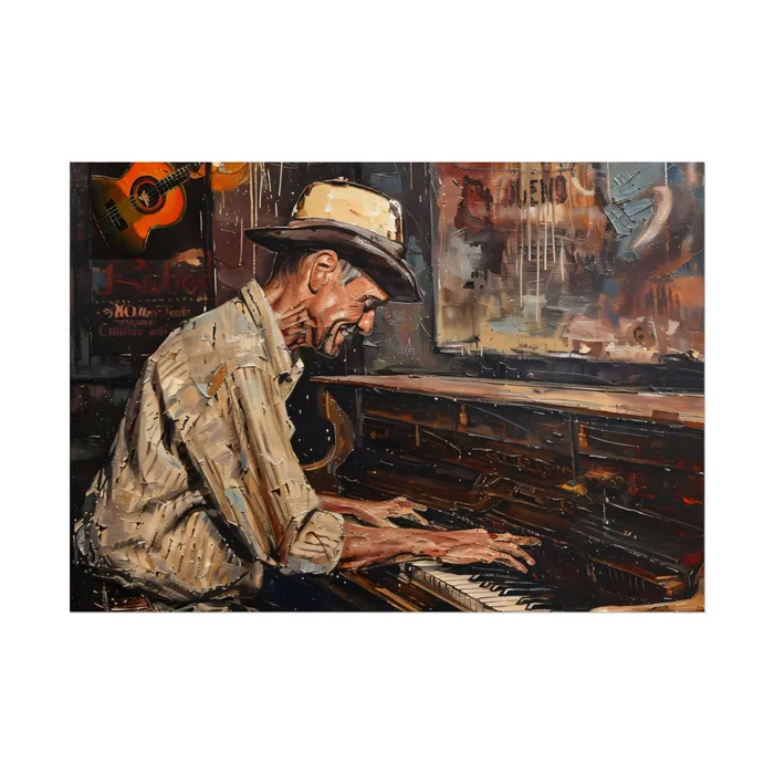 Rolled Posters Honky Tonk Piano Player Art Poster Portraits by NC Earrings