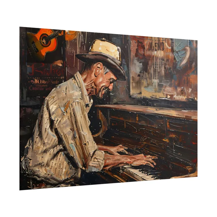 Rolled Posters Honky Tonk Piano Player Art Poster Portraits by NC Earrings