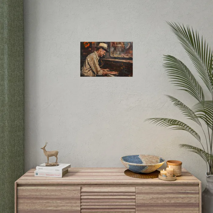 Rolled Posters Honky Tonk Piano Player Art Poster Portraits by NC Earrings