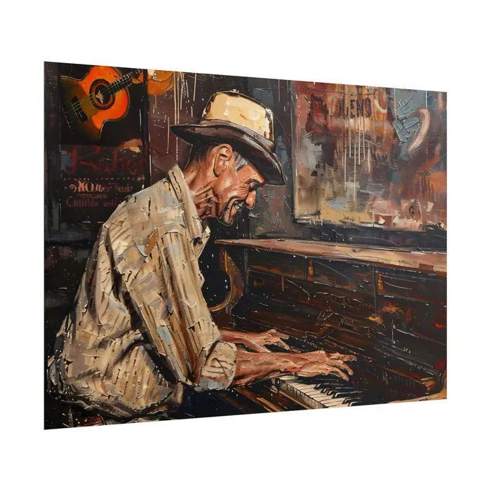Rolled Posters Honky Tonk Piano Player Art Poster Portraits by NC Earrings