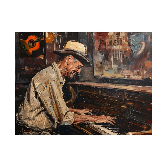 Rolled Posters Honky Tonk Piano Player Art Poster Portraits by NC Earrings