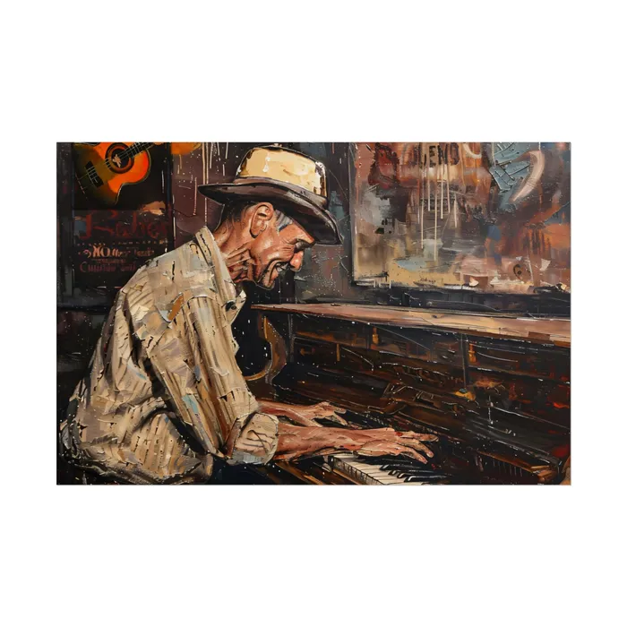 Rolled Posters Honky Tonk Piano Player Art Poster Portraits by NC Earrings