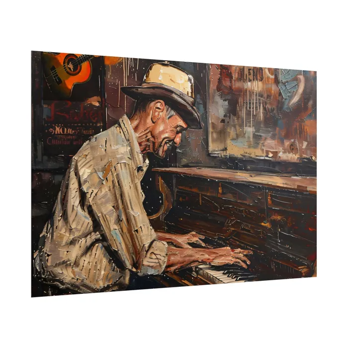 Rolled Posters Honky Tonk Piano Player Art Poster Portraits by NC Earrings