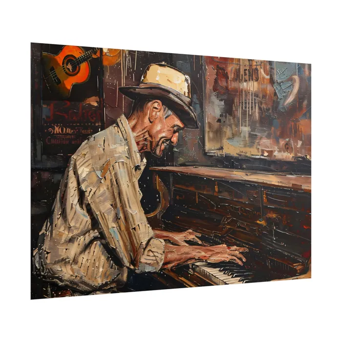 Rolled Posters Honky Tonk Piano Player Art Poster Portraits by NC Earrings
