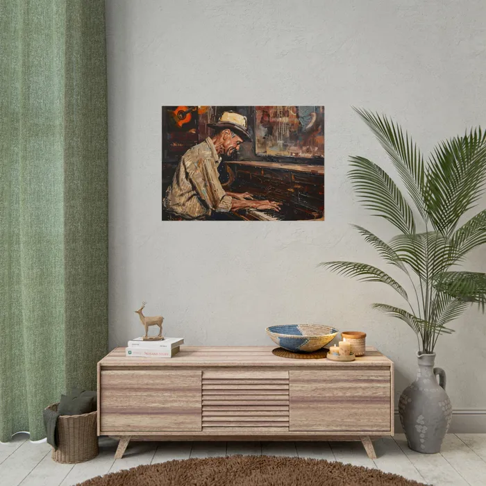 Rolled Posters Honky Tonk Piano Player Art Poster Portraits by NC Earrings