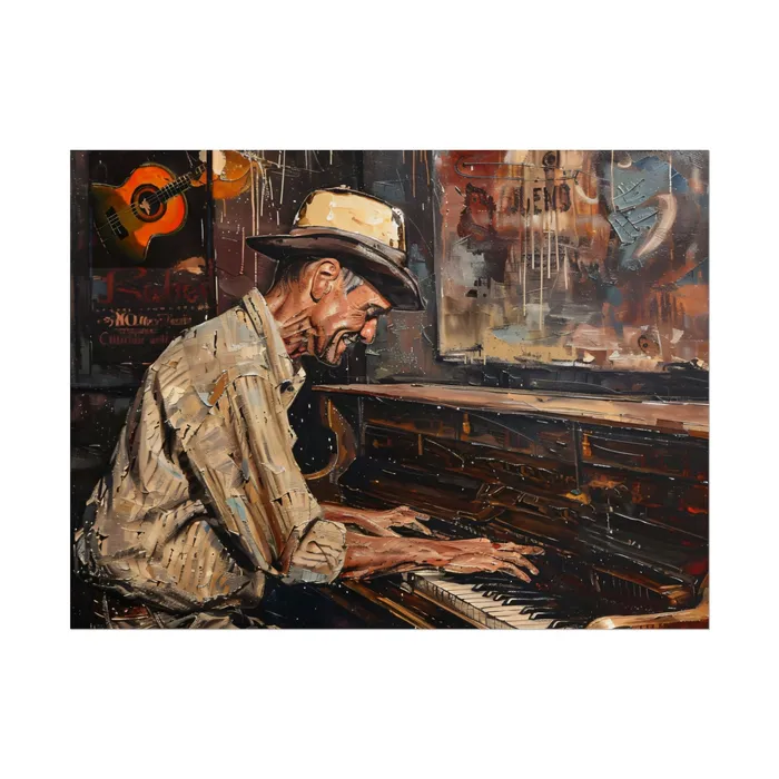 Rolled Posters Honky Tonk Piano Player Art Poster Portraits by NC Earrings