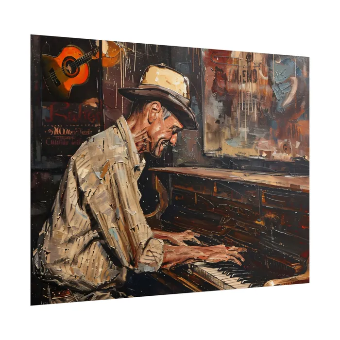 Rolled Posters Honky Tonk Piano Player Art Poster Portraits by NC Earrings