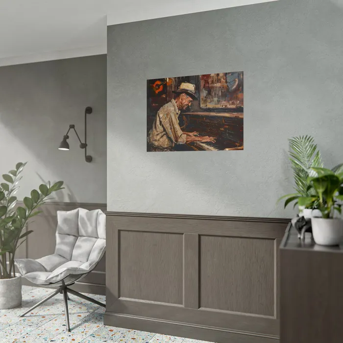 Rolled Posters Honky Tonk Piano Player Art Poster Portraits by NC Earrings