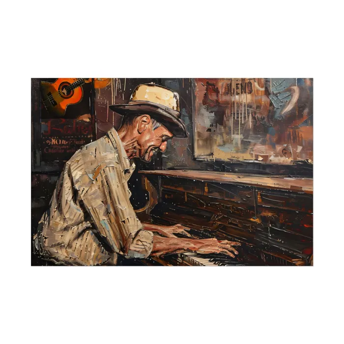 Rolled Posters Honky Tonk Piano Player Art Poster Portraits by NC Earrings