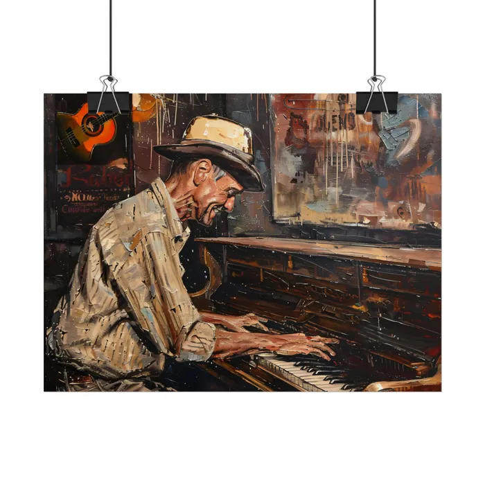 Rolled Posters Honky Tonk Piano Player Art Poster Portraits by NC Earrings