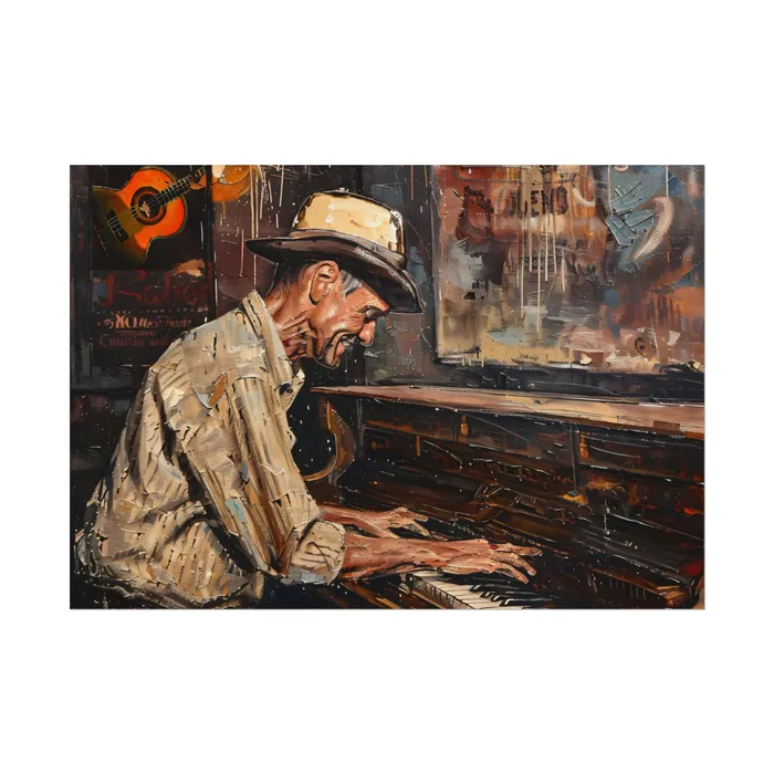 Rolled Posters Honky Tonk Piano Player Art Poster Portraits by NC Earrings