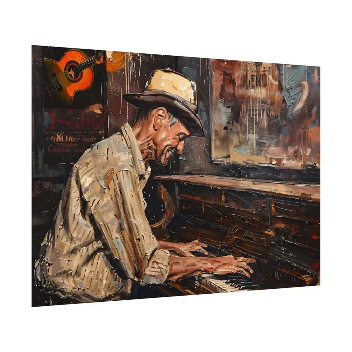 Rolled Posters Honky Tonk Piano Player Art Poster Portraits by NC Earrings