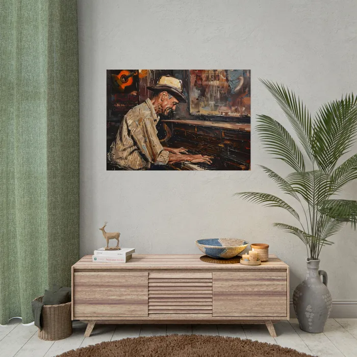 Rolled Posters Honky Tonk Piano Player Art Poster Portraits by NC Earrings