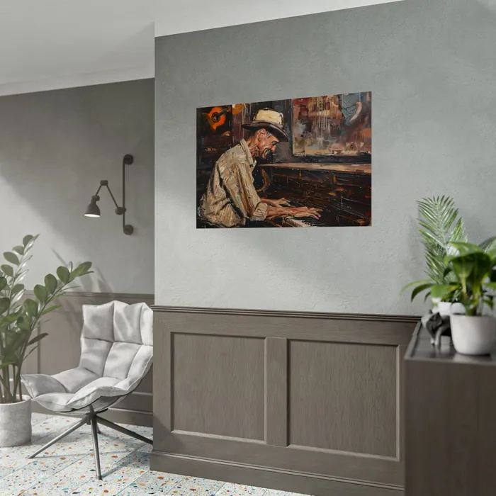 Rolled Posters Honky Tonk Piano Player Art Poster Portraits by NC Earrings