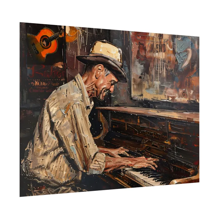 Rolled Posters Honky Tonk Piano Player Art Poster Portraits by NC Earrings