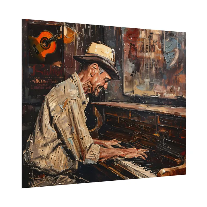 Rolled Posters Honky Tonk Piano Player Art Poster Portraits by NC Earrings