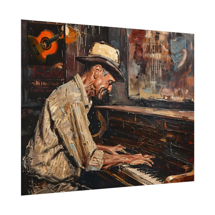 Rolled Posters Honky Tonk Piano Player Art Poster Portraits by NC Earrings