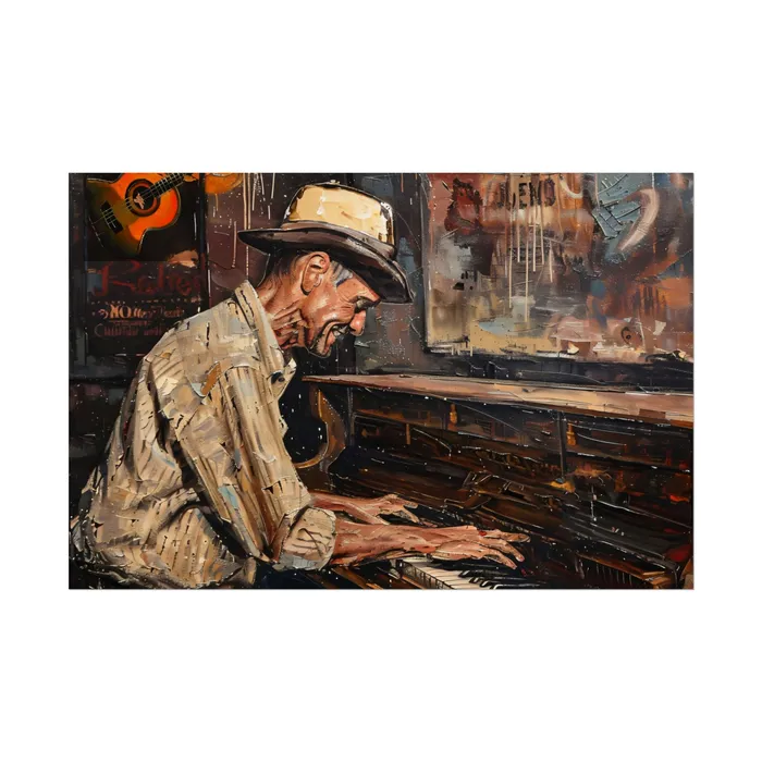 Rolled Posters Honky Tonk Piano Player Art Poster Portraits by NC Earrings