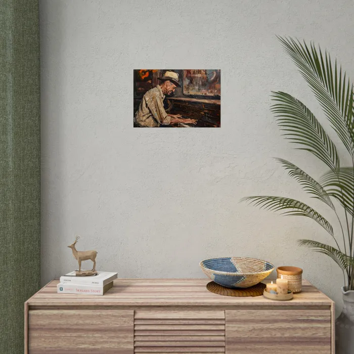 Rolled Posters Honky Tonk Piano Player Art Poster Portraits by NC Earrings