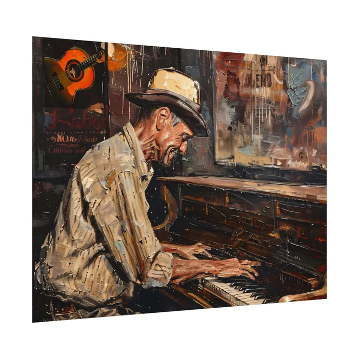Rolled Posters Honky Tonk Piano Player Art Poster Portraits by NC Earrings