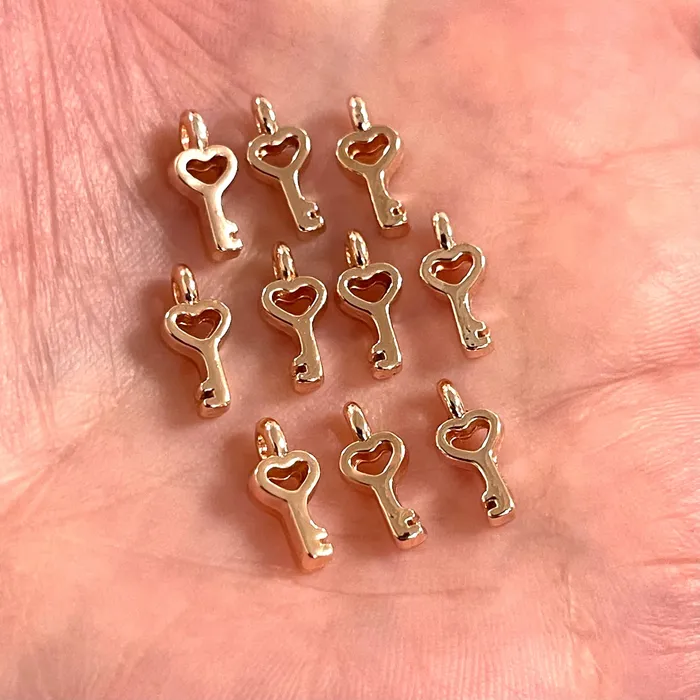 Rose Gold Plated Key Charms 10 pcs in a pack Peppy Beads Earrings