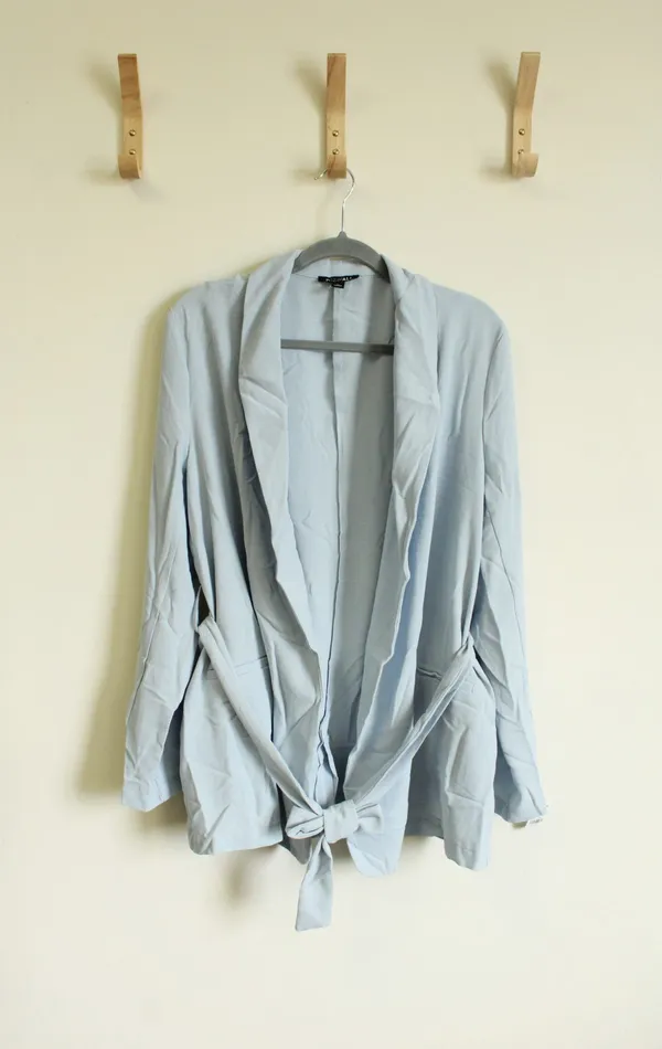 Roz Ali Necklaces NEW Roz Ali Light Blue Summer Cardigan Blazer Size L