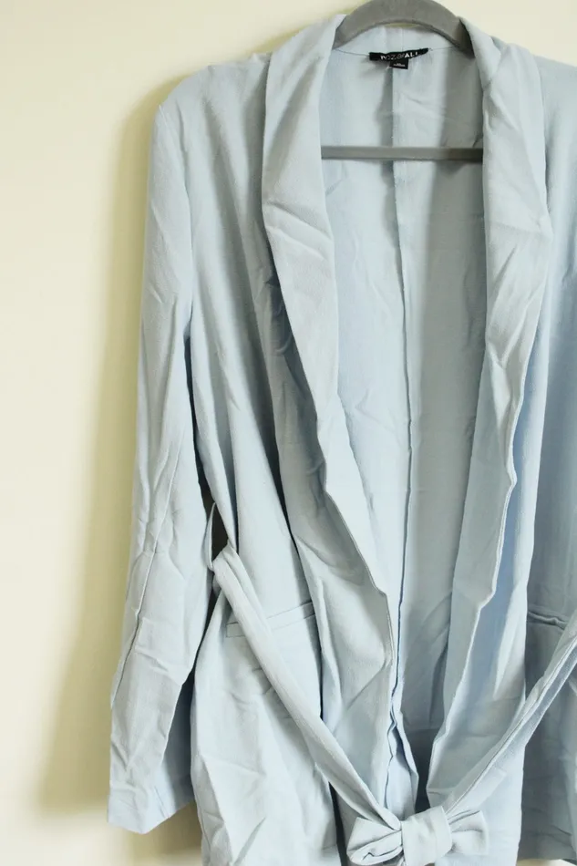 Roz Ali Necklaces NEW Roz Ali Light Blue Summer Cardigan Blazer Size L