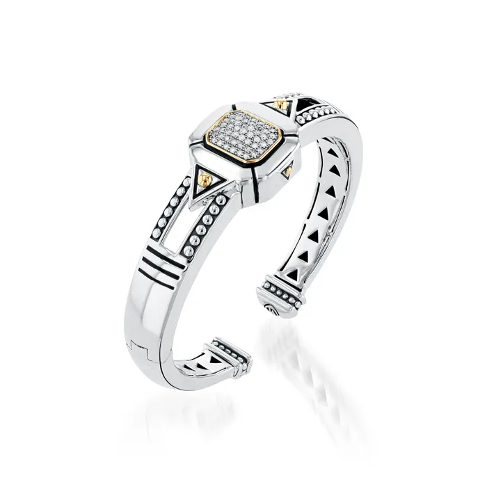 Sahara Pave Diamond Hinged Cuff Bracelet John Atencio Bracelets