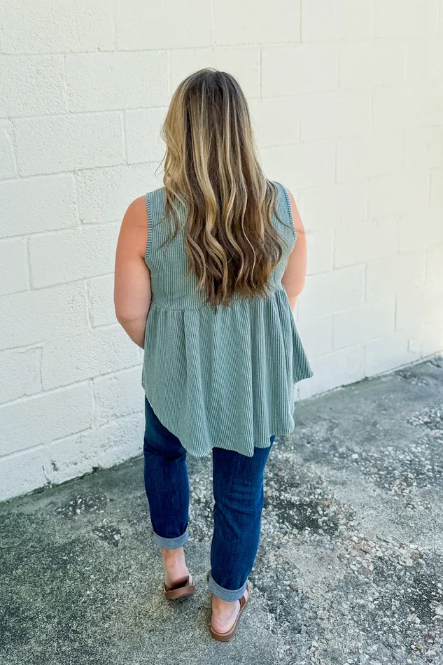 Same Road Home Button Tank Top Olive Vintage Heimish Earrings