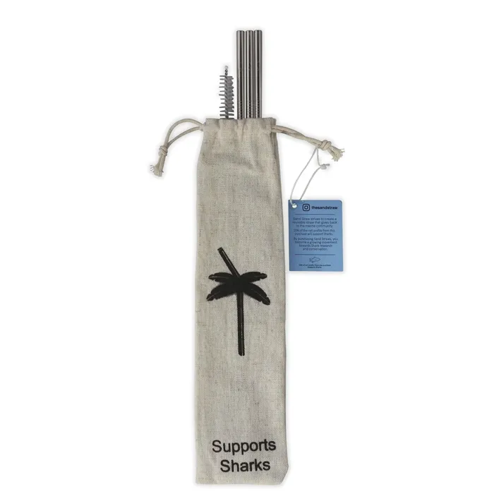 SANDSTRAW Earrings SharkThemed Stainless Steel Straws 3Pack