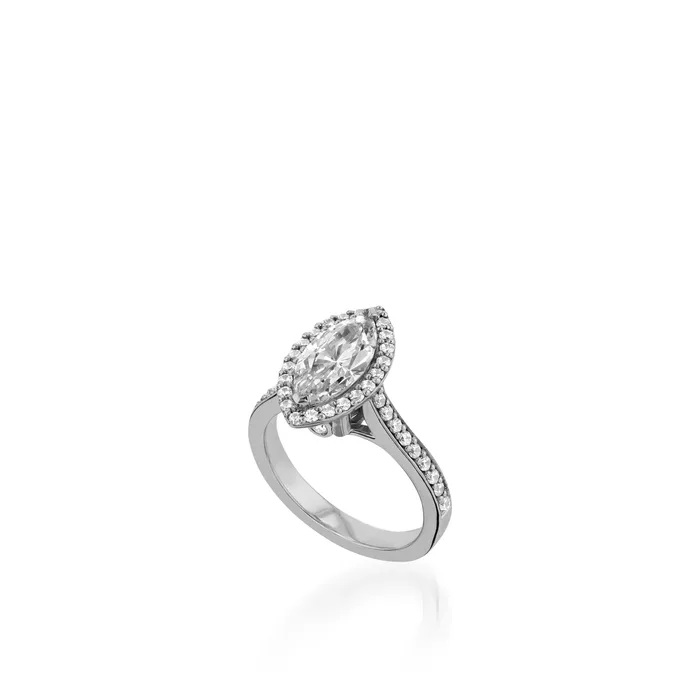 Satin Marquise White Gold Engagement Ring John Atencio Rings