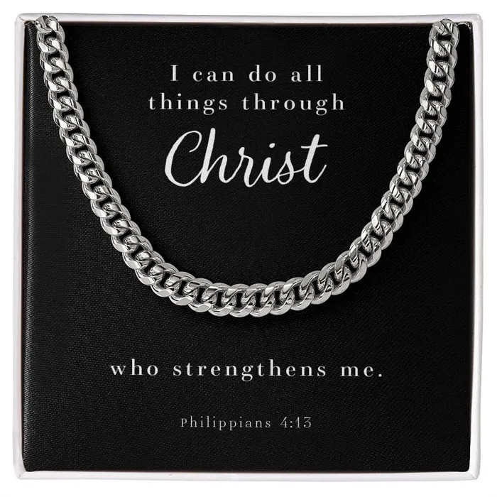 ShineOn Fulfillment Necklaces Cuban Link Chain Mens Necklace Philippians 413 ShineOn Fulfillment Necklaces Cuban Link Chain Mens Necklace Philippians 413