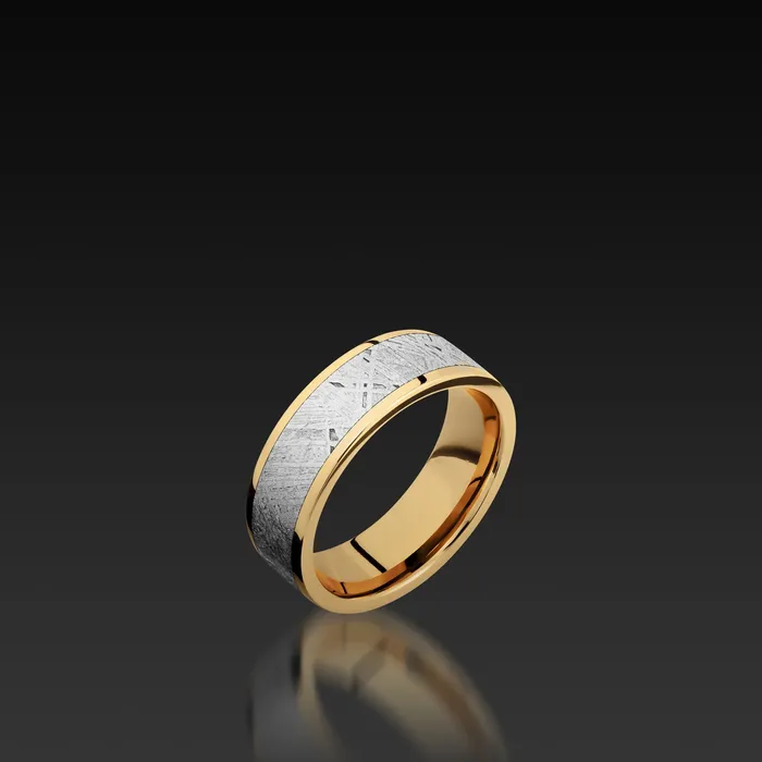 Shop John Atencio Yellow Gold Flat Band with Meteorite Rings