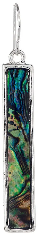 Silver Abalone Long Bar Earrings RAINJEWELRY Earrings