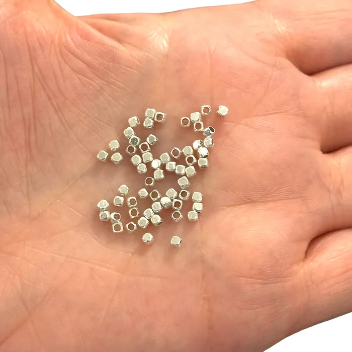 Silver Plated Cubes 2mm 2mm Silver Spacer Cubes500 Pieces in a pack Peppy Beads Earrings