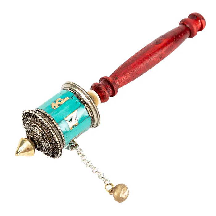 Small Handheld Prayer Wheel Nirvana Mala Earrings