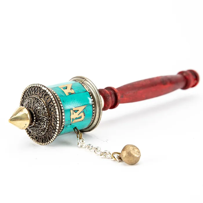 Small Handheld Prayer Wheel Nirvana Mala Earrings