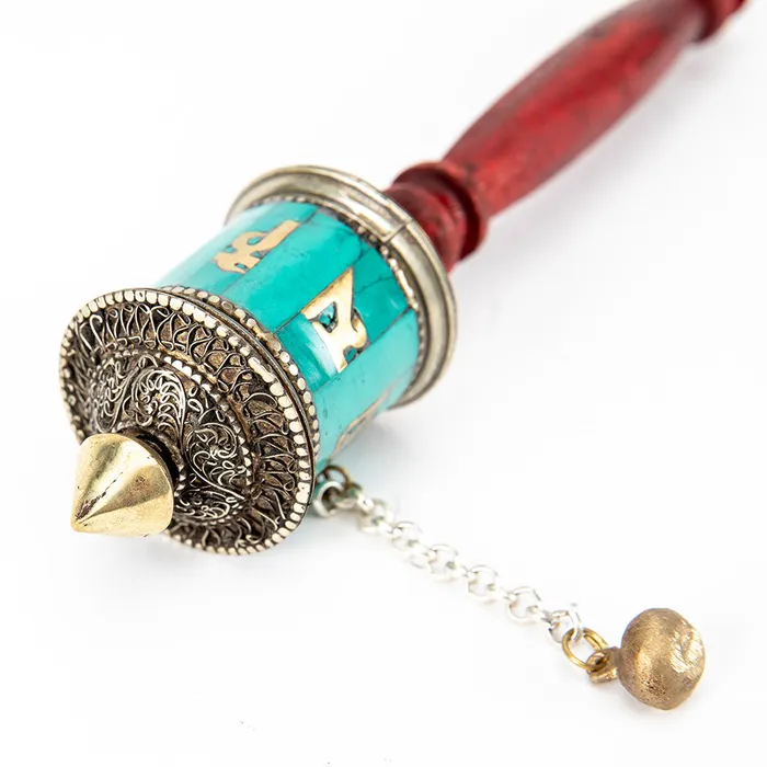 Small Handheld Prayer Wheel Nirvana Mala Earrings