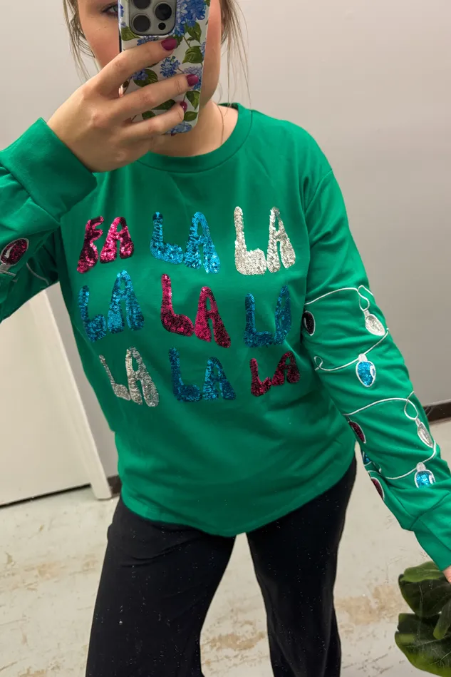 Southern Grace Earrings Fa La La Sequin Pullover Top