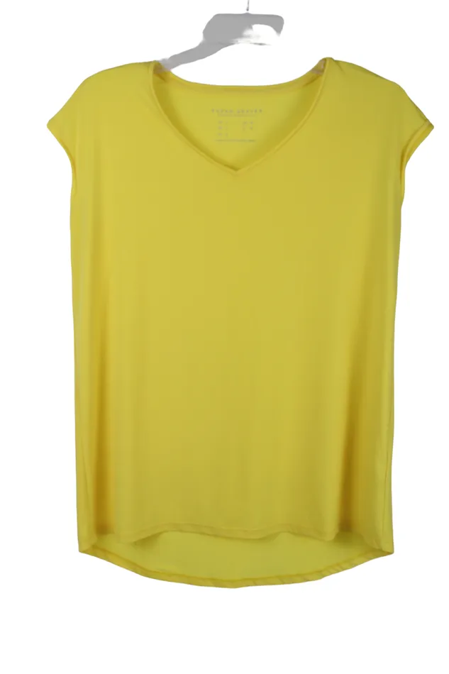 Susan Graver Earrings Susan Graver Yellow Modern Essentials Stretch Top S