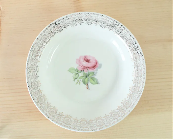 Taylor Smith USA Gold Edge Rose China 1 481 Bowl Taylor Smith USA Earrings