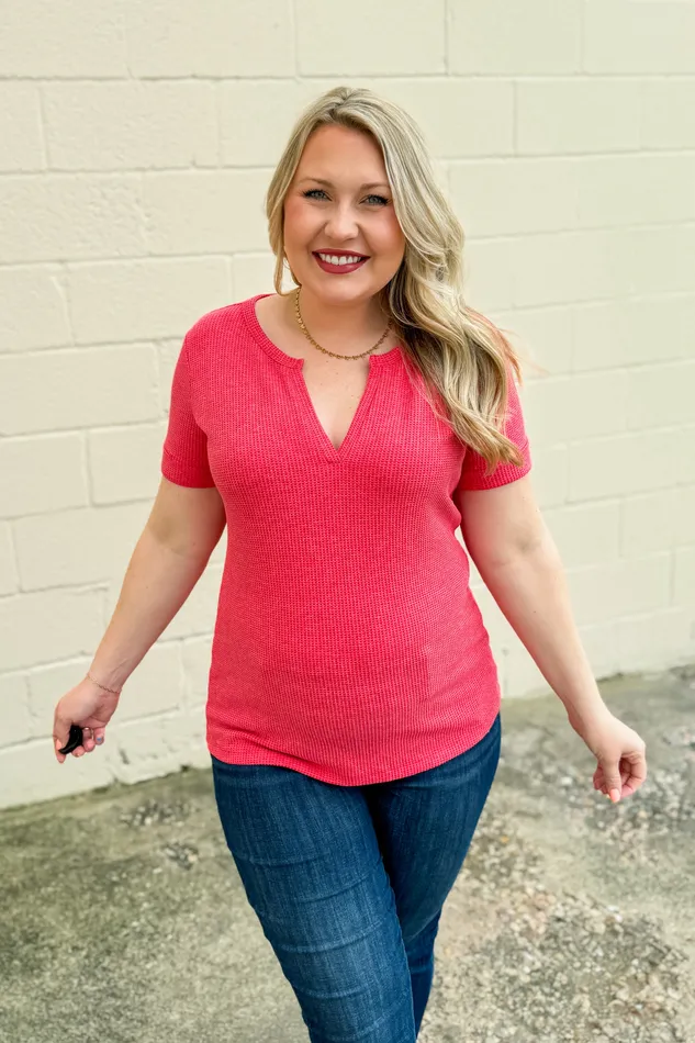 Taylor Waffle Knit Top Ruby Zenana Earrings