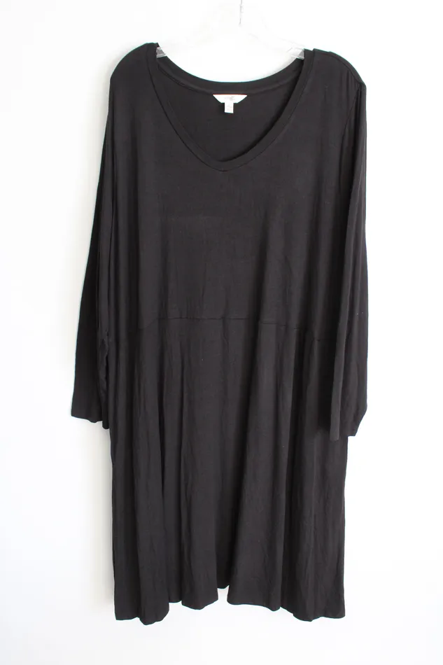 Terra Sky Black Rayon Blend Long Sleeved Dress 3X Terra Sky Rings